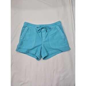 Athleta Farallon Shorts Drawstring Pockets Turquoise Blue Women's Size S